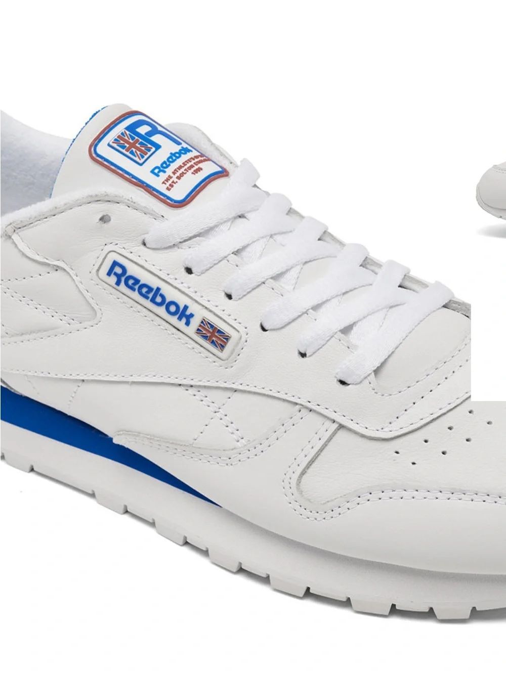 Reebok Classic Leather Sneakers in White and Blue